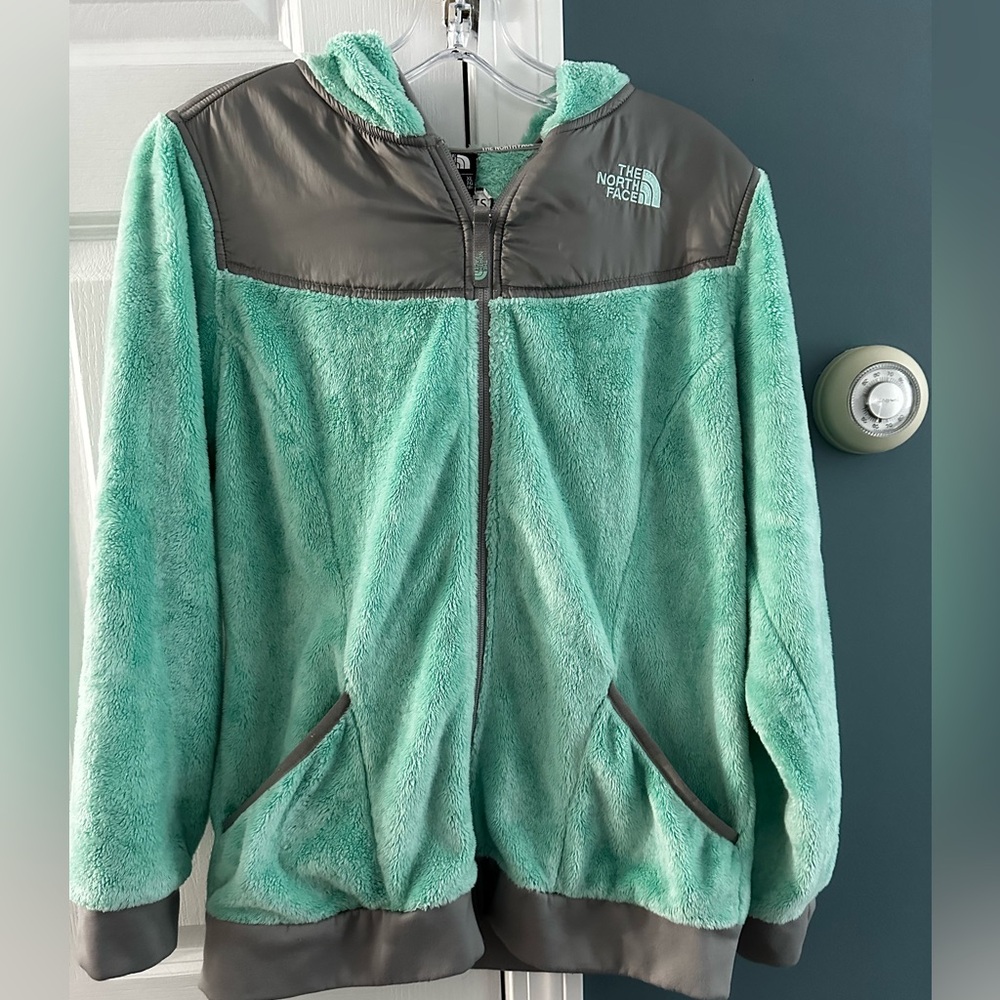The North Face Kids Mint and Gray Teddy Jacket
